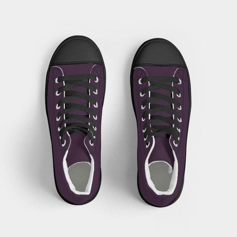 Dark Fully-Muted Magenta Women's High-Top Canvas Sneakers (M-FM-DA) - Top