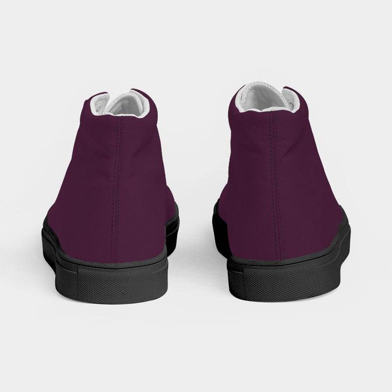 Dark Fully-Muted Magenta Women's High-Top Canvas Sneakers (PIM2-FM-DA) - Back