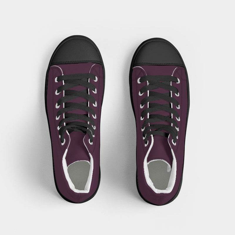 Dark Fully-Muted Magenta Women's High-Top Canvas Sneakers (PIM2-FM-DA) - Top