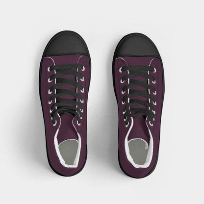 Dark Fully-Muted Magenta Women's High-Top Canvas Sneakers (PIM2-FM-DA) - Top