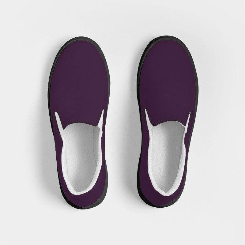 Dark Fully-Muted Magenta Women's Slip-On Canvas Sneakers (M-FM-DA) - Top