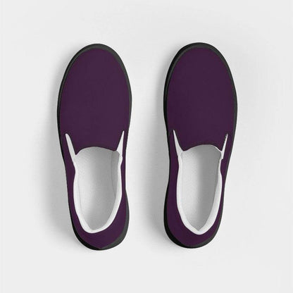 Dark Fully-Muted Magenta Women's Slip-On Canvas Sneakers (M-FM-DA) - Top