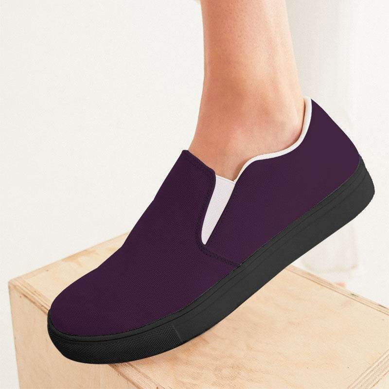 Dark Fully-Muted Magenta Women's Slip-On Canvas Sneakers (M-FM-DA) - Woman CloseUp