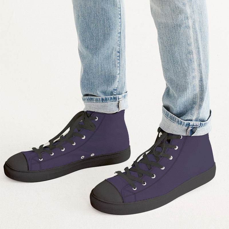 Dark Fully-Muted Purple Men's High-Top Canvas Sneakers (PU-FM-DA) - Man CloseUp
