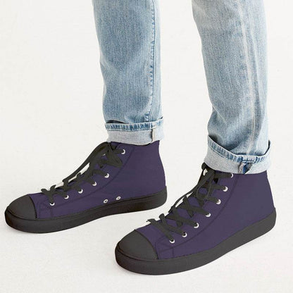 Dark Fully-Muted Purple Men's High-Top Canvas Sneakers (PU-FM-DA) - Man CloseUp