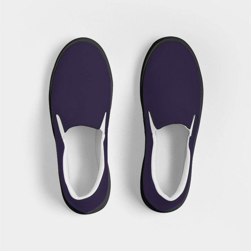 Dark Fully-Muted Purple Men's Slip-On Canvas Sneakers (PU-FM-DA) - Top