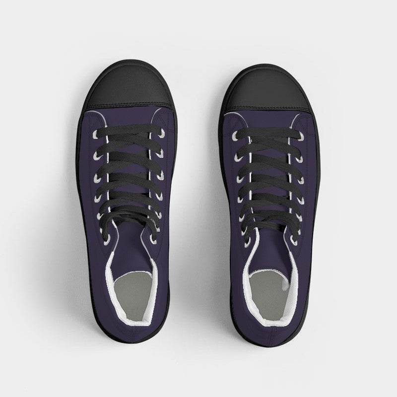 Dark Fully-Muted Purple Women's High-Top Canvas Sneakers (PU-FM-DA) - Top