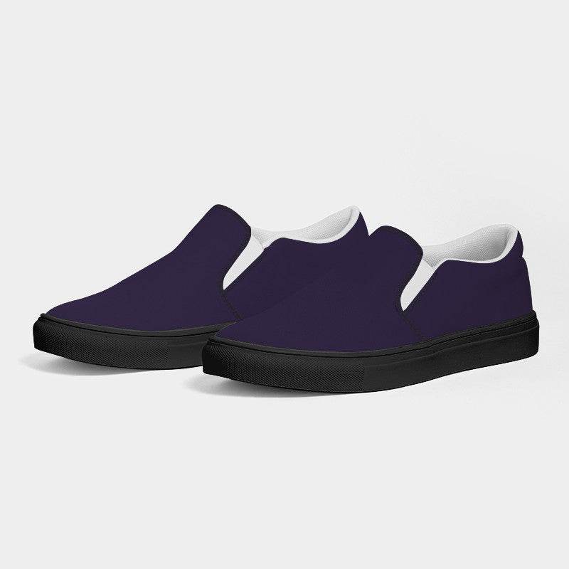 Dark Fully-Muted Purple Women's Slip-On Canvas Sneakers (PU-FM-DA) - Side 3