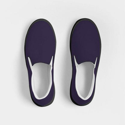 Dark Fully-Muted Purple Women's Slip-On Canvas Sneakers (PU-FM-DA) - Top