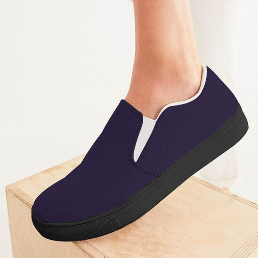 Dark Fully-Muted Purple Women's Slip-On Canvas Sneakers (PU-FM-DA) - Woman CloseUp