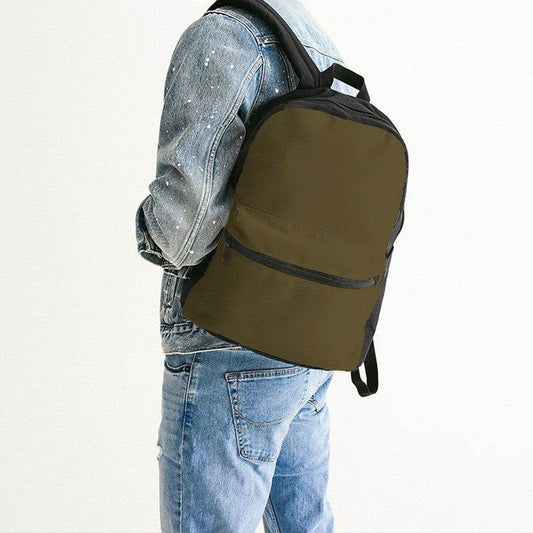 Dark Fully-Muted Yellow Canvas Backpack (Y-FM-DA) - Man Back CloseUp