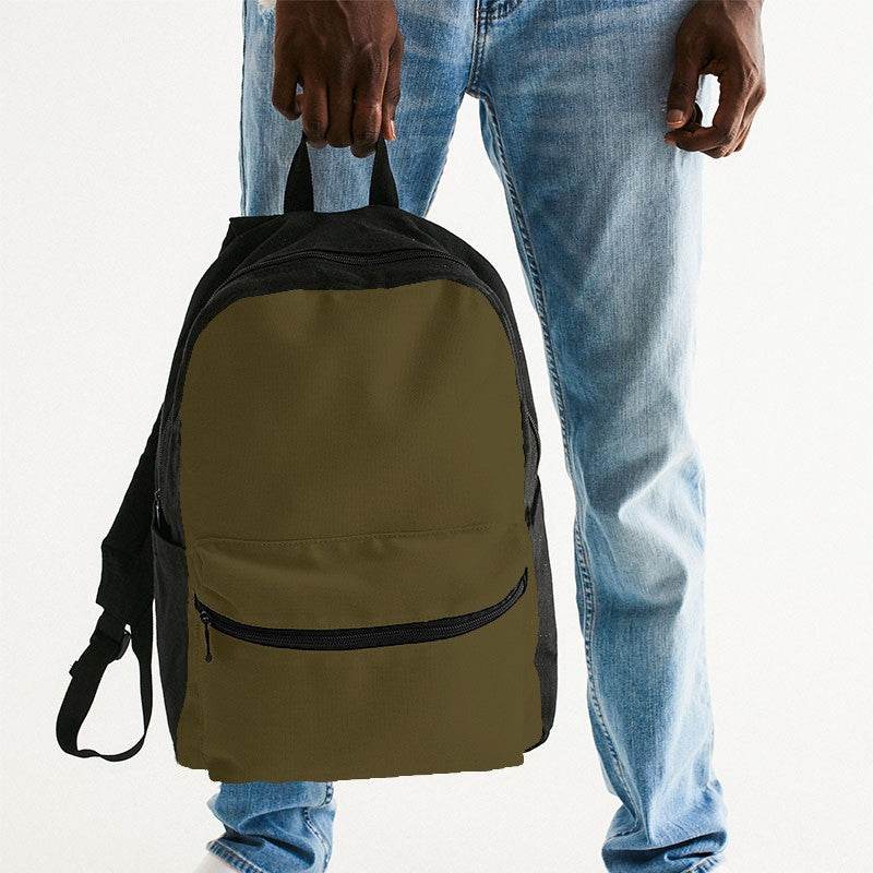 Dark Fully-Muted Yellow Canvas Backpack (Y-FM-DA) - Man Holding