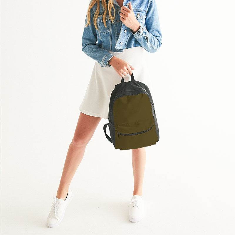 Dark Fully-Muted Yellow Canvas Backpack (Y-FM-DA) - Woman