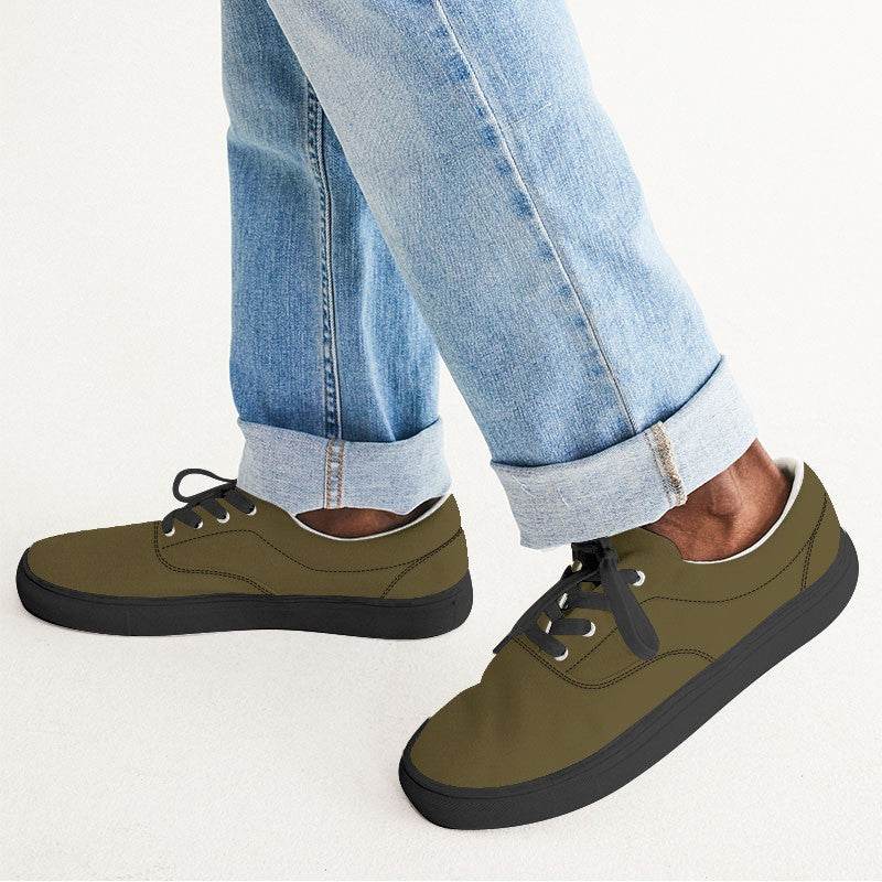 Dark Fully-Muted Yellow Men's Canvas Sneakers (Y-FM-DA) - Man CloseUp