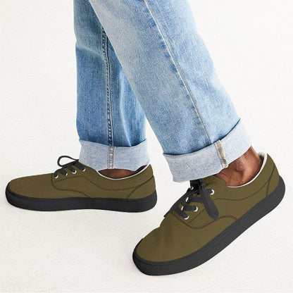 Dark Fully-Muted Yellow Men's Canvas Sneakers (Y-FM-DA) - Man CloseUp