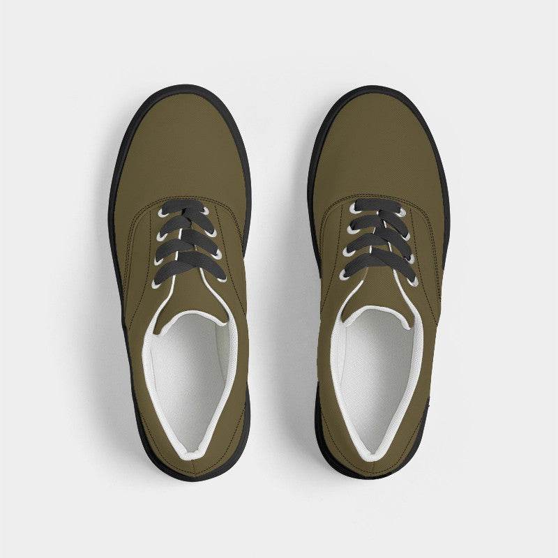 Dark Fully-Muted Yellow Men's Canvas Sneakers (Y-FM-DA) - Top