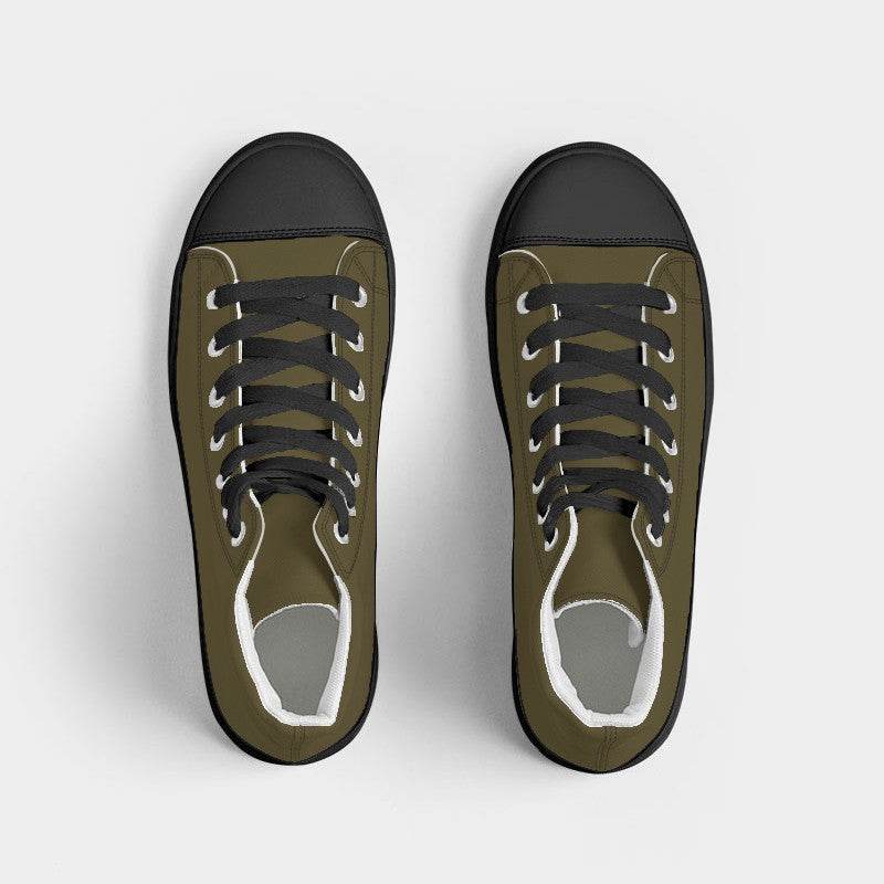 Dark Fully-Muted Yellow Women's High-Top Canvas Sneakers (Y-FM-DA) - Top