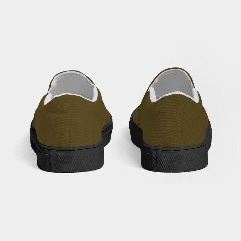 Dark Fully-Muted Yellow Women's Slip-On Canvas Sneakers (Y-FM-DA) - Back