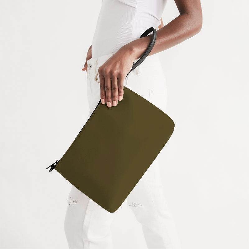 Dark Fully-Muted Yellow Zip Pouch (Y-FM-DA) - Side Holding