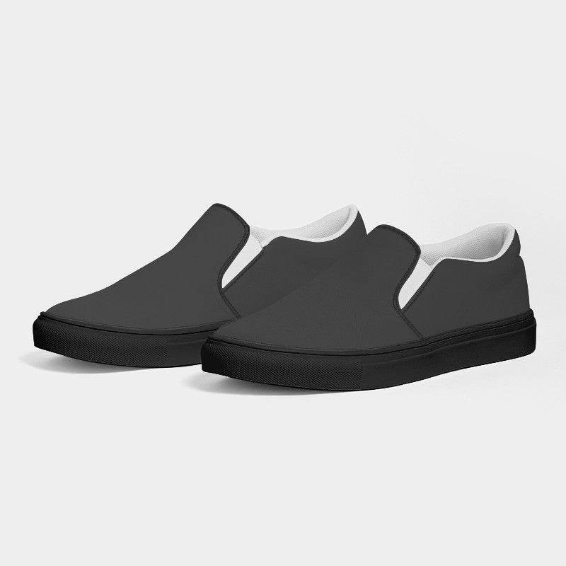 Dark Gray Women's Slip-On Canvas Sneakers (N-FN-MD) - Side 3