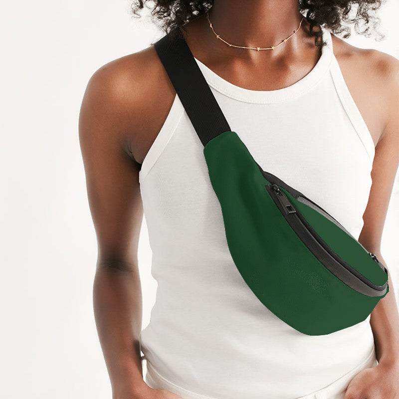 Dark Green Belt Bag (G-MU-DE) - Woman Front CloseUp