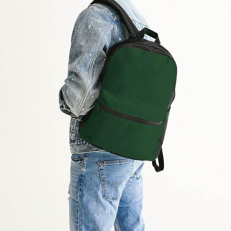 Dark Green Canvas Backpack (G-MU-DE) - Man Back CloseUp