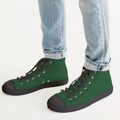 Dark Green Men's High-Top Canvas Sneakers (G-MU-DE) - Man CloseUp