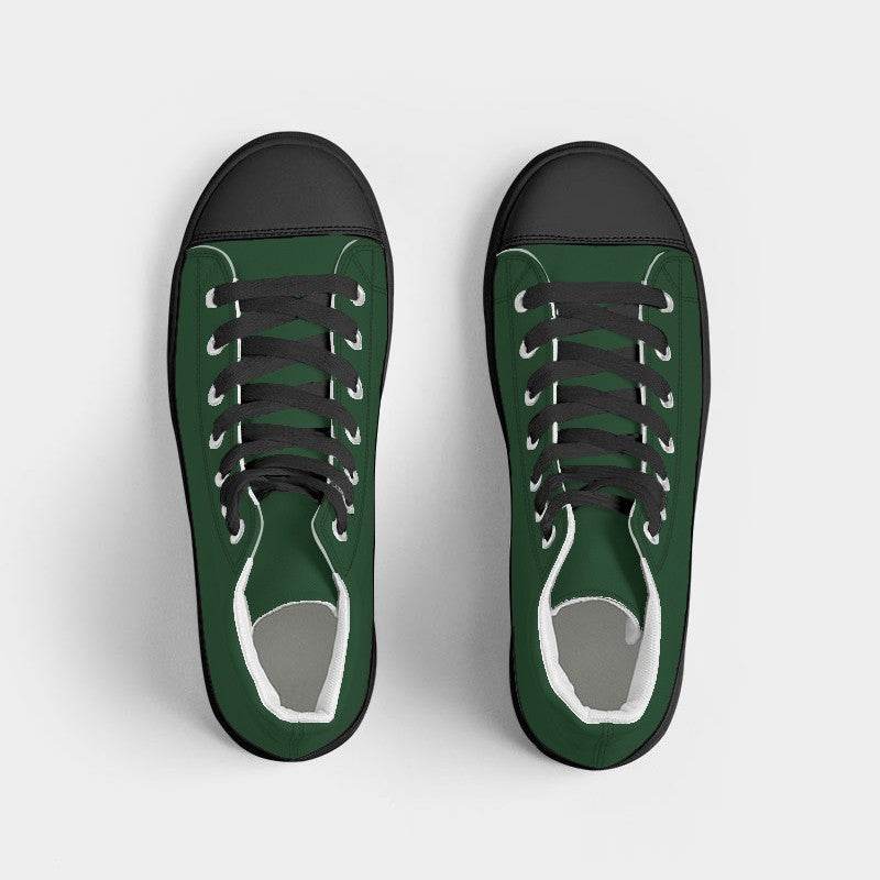 Dark Green Women's High-Top Canvas Sneakers (G-MU-DE) - Top