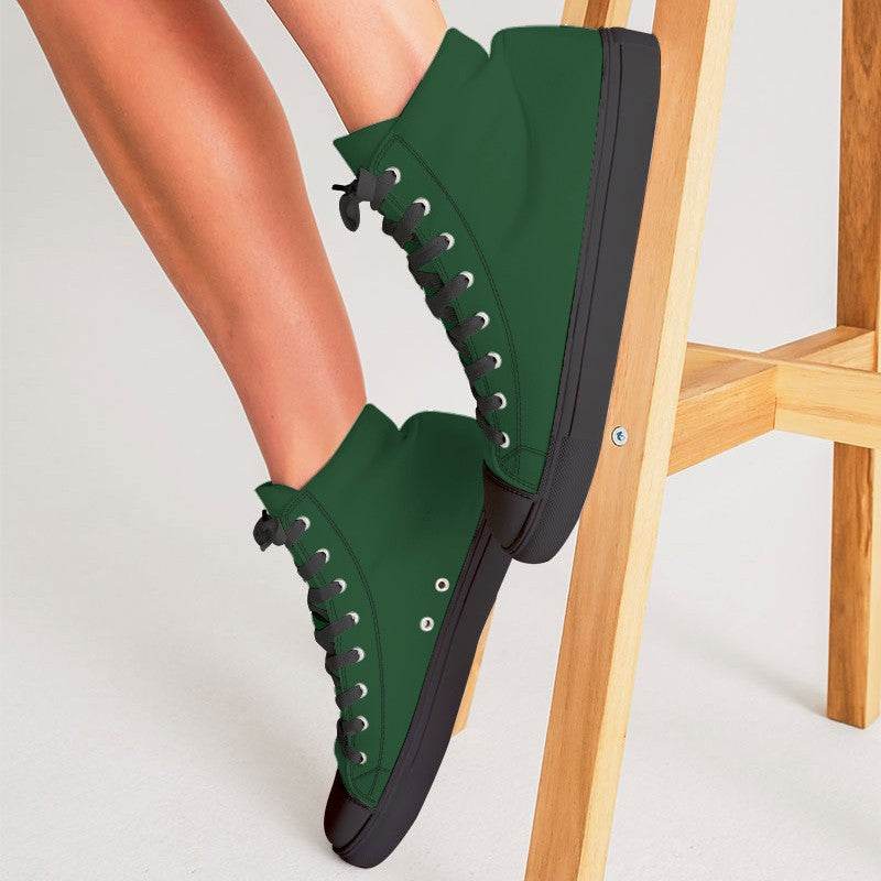 Dark Green Women's High-Top Canvas Sneakers (G-MU-DE) - Woman CloseUp