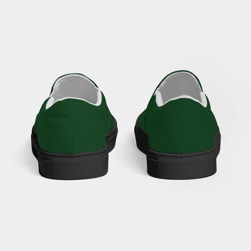 Dark Green Women's Slip-On Canvas Sneakers (G-MU-DE) - Back