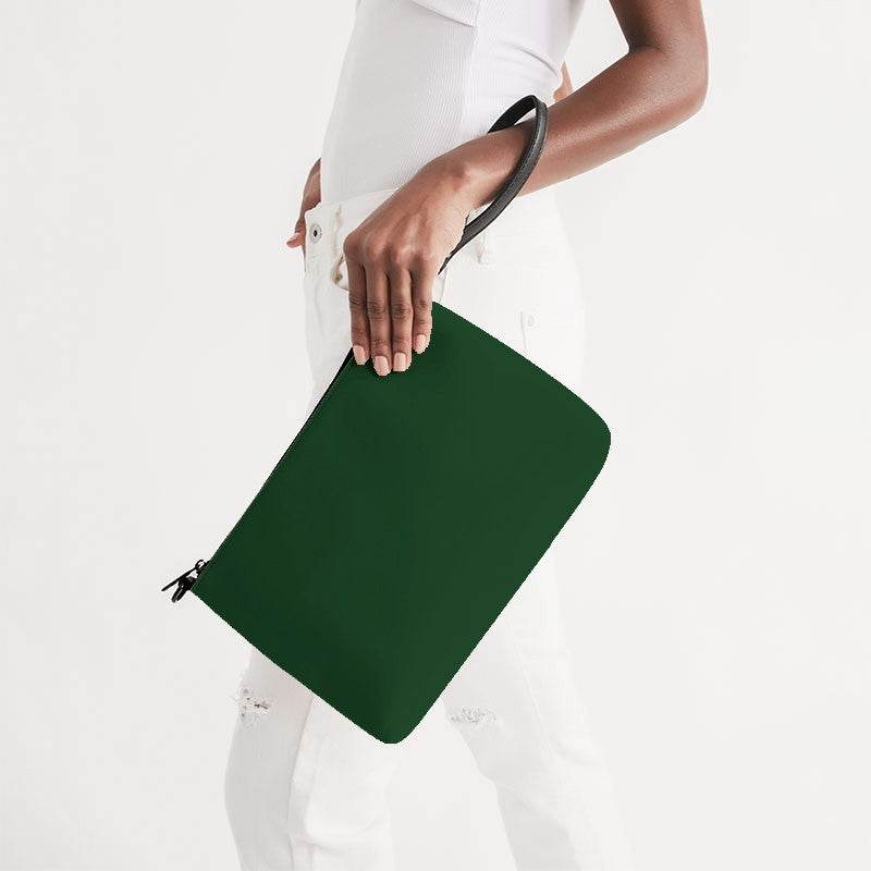 Dark Green Zip Pouch (G-MU-DE) - Side Holding