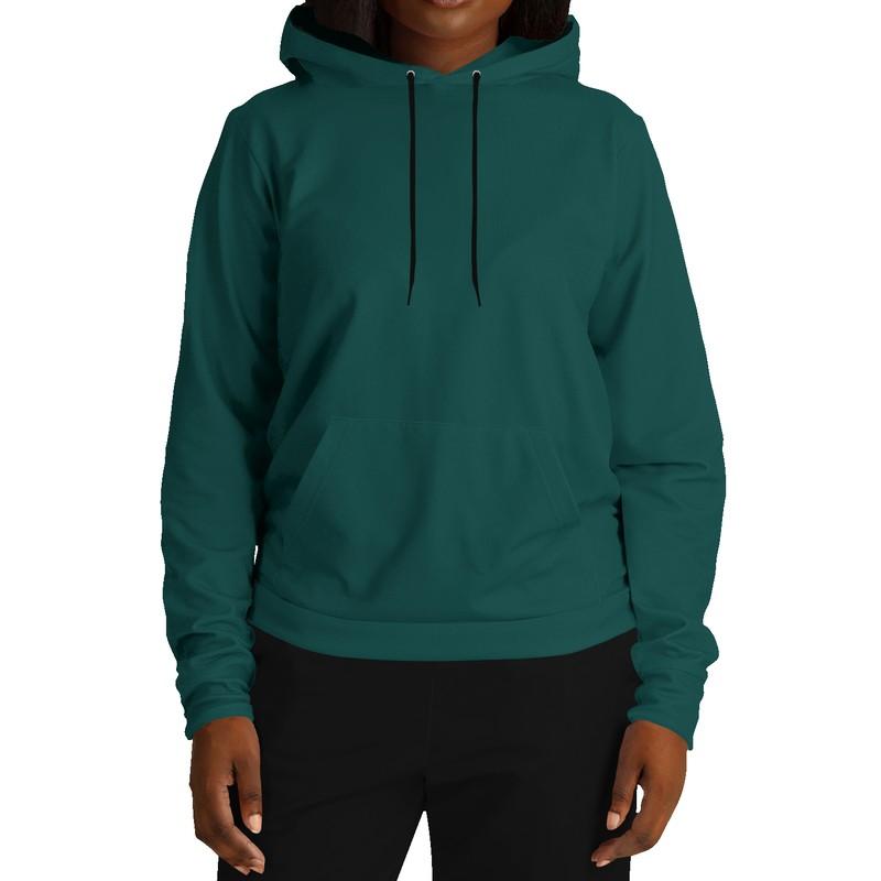 Dark Midtone Blue-Green Hoodie (C80M0Y40K80) - Woman Front