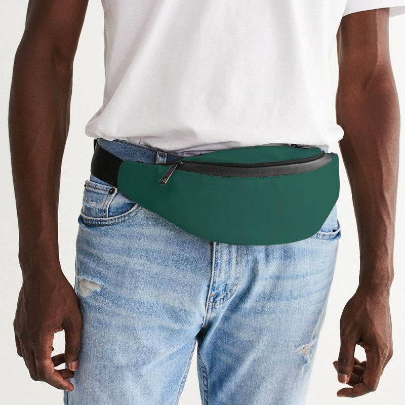 Dark Muted Blue-Green Belt Bag (BG-MU-DA) - Man Front CloseUp