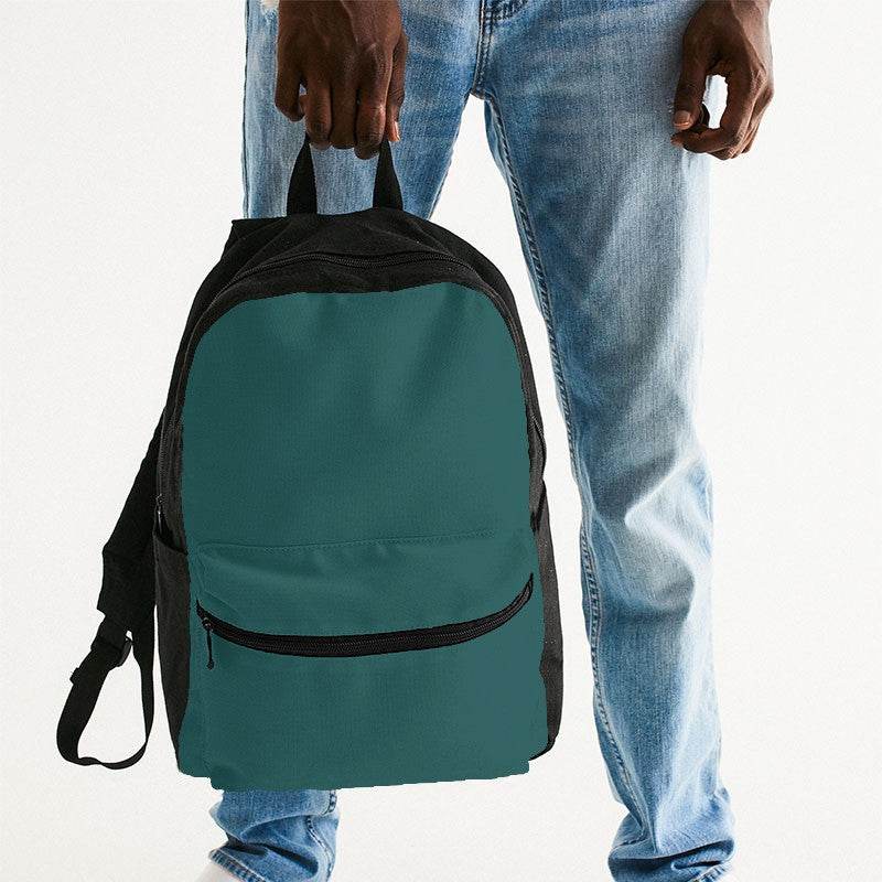 Dark Muted Blue-Green Canvas Backpack (CBG2-MU-DA) - Man Holding