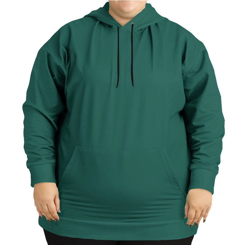 Dark Muted Blue-Green Hoodie PLUS (BG-MU-DA) - Woman Front PLUS