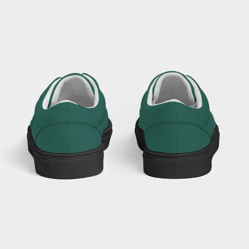 Dark Muted Blue-Green Men's Canvas Sneakers (BG-MU-DA) - Back