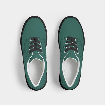 Dark Muted Blue-Green Men's Canvas Sneakers (BG-MU-DA) - Top
