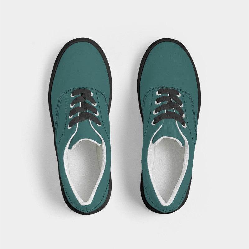 Dark Muted Blue-Green Men's Canvas Sneakers (CBG2-MU-DA) - Top
