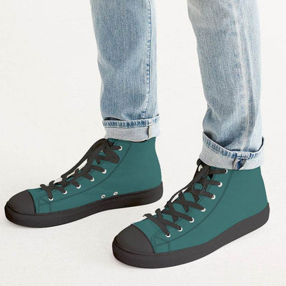 Dark Muted Blue-Green Men's High-Top Canvas Sneakers (CBG2-MU-DA) - Man CloseUp