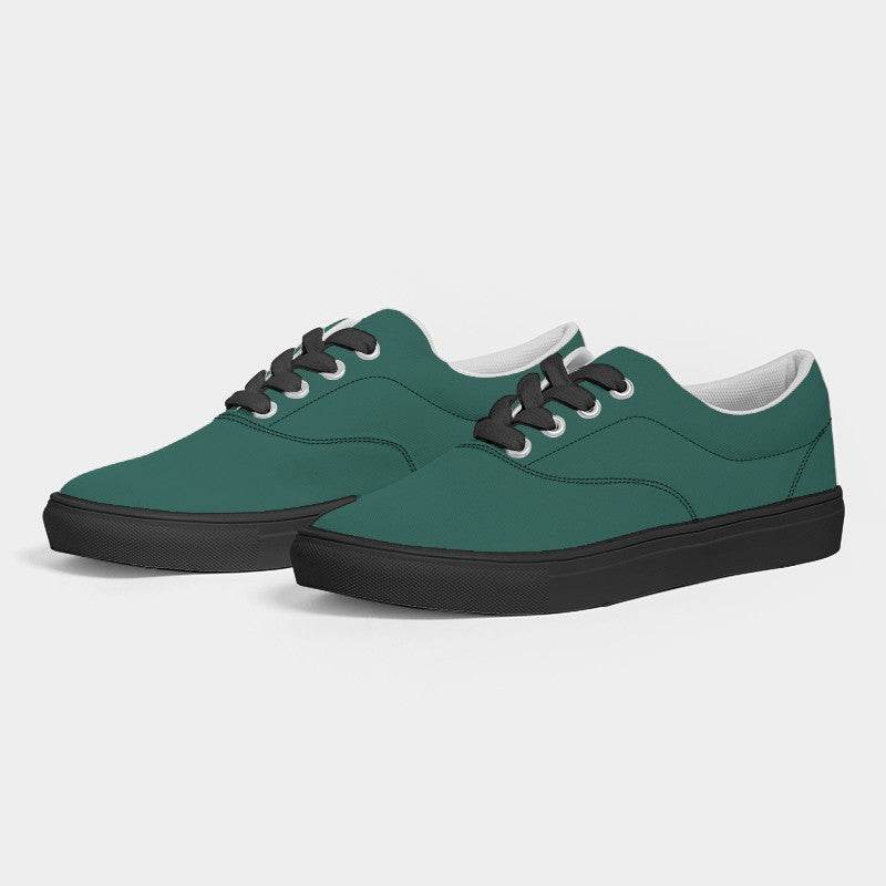 Dark Muted Blue-Green Women's Canvas Sneakers (BG-MU-DA) - Side 3