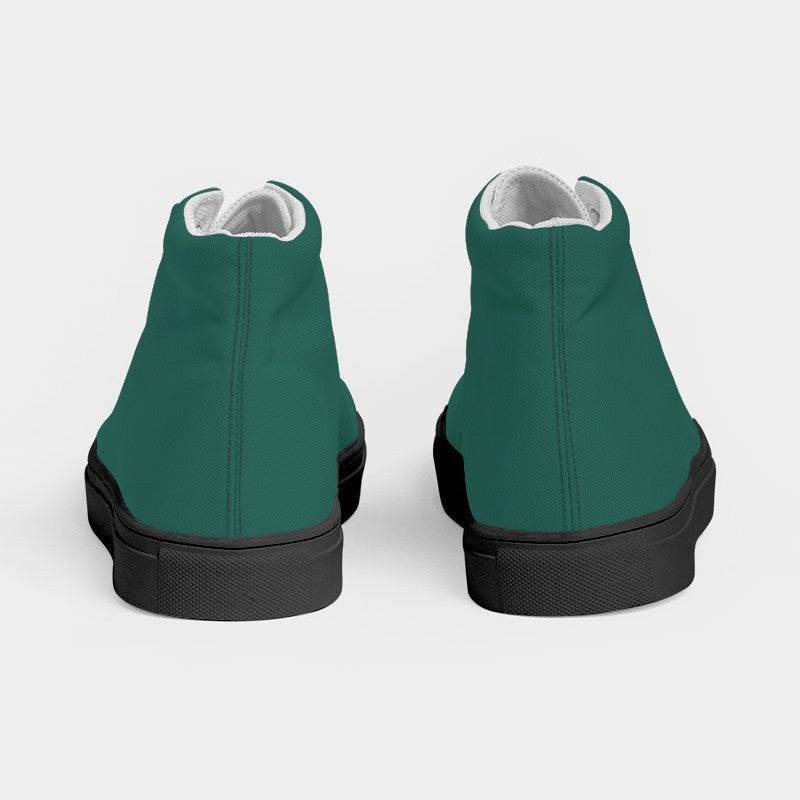Dark Muted Blue-Green Women's High-Top Canvas Sneakers (BG-MU-DA) - Back