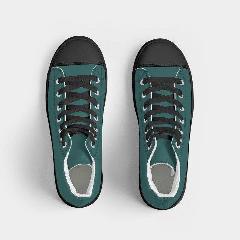 Dark Muted Blue-Green Women's High-Top Canvas Sneakers (CBG2-MU-DA) - Top
