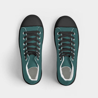 Dark Muted Blue-Green Women's High-Top Canvas Sneakers (CBG2-MU-DA) - Top