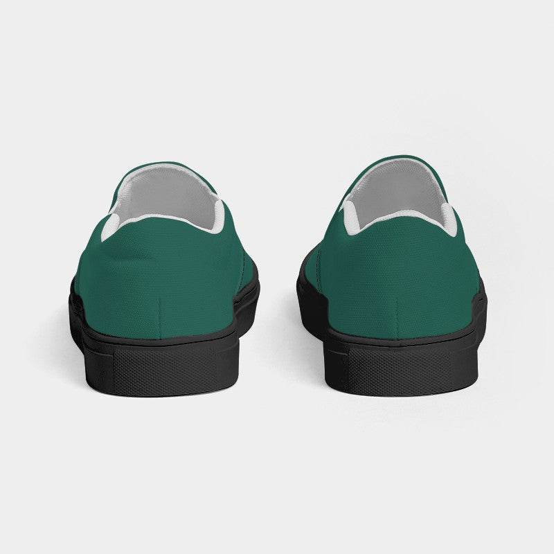 Dark Muted Blue-Green Women's Slip-On Canvas Sneakers (BG-MU-DA) - Back