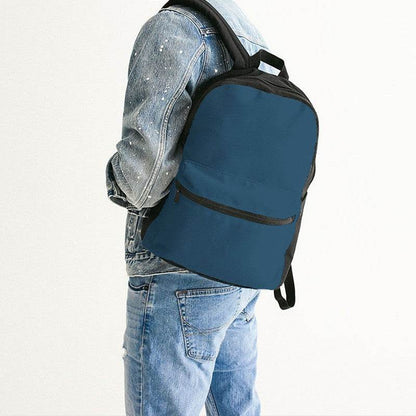 Dark Muted Blue Canvas Backpack (B-MU-DA) - Man Back CloseUp
