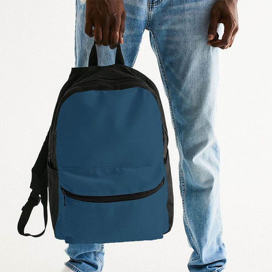 Dark Muted Blue Canvas Backpack (B-MU-DA) - Man Holding