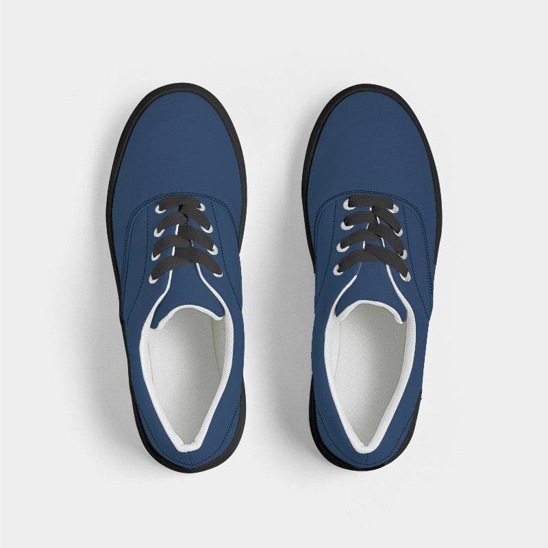 Dark Muted Blue Men's Canvas Sneakers (IB2-MU-DA) - Top