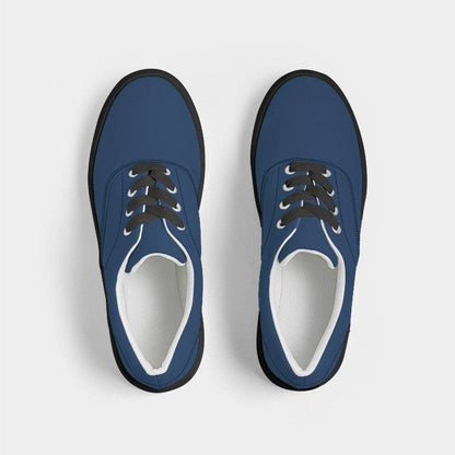Dark Muted Blue Men's Canvas Sneakers (IB2-MU-DA) - Top