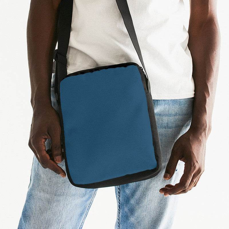 Dark Muted Blue Messenger Pouch (B-MU-DA) - Man Front CloseUp