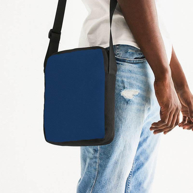 Dark Muted Blue Messenger Pouch (IB2-MU-DA) - Man Side CloseUp